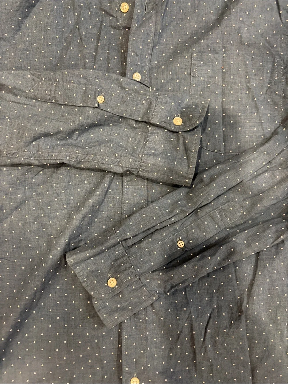 J. Crew Blue Button-Down Shirt with White Microdots